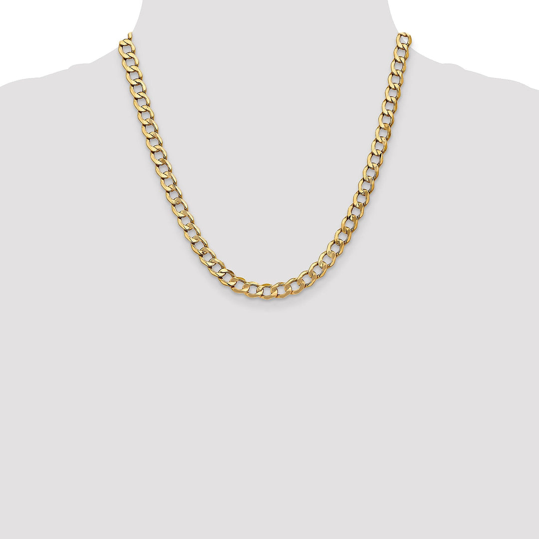 14k Yellow Gold 7.0m SemiSolid Curb Link Chain