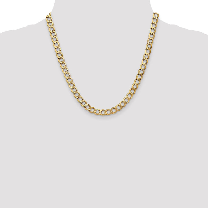 14k Yellow Gold 7.0m SemiSolid Curb Link Chain