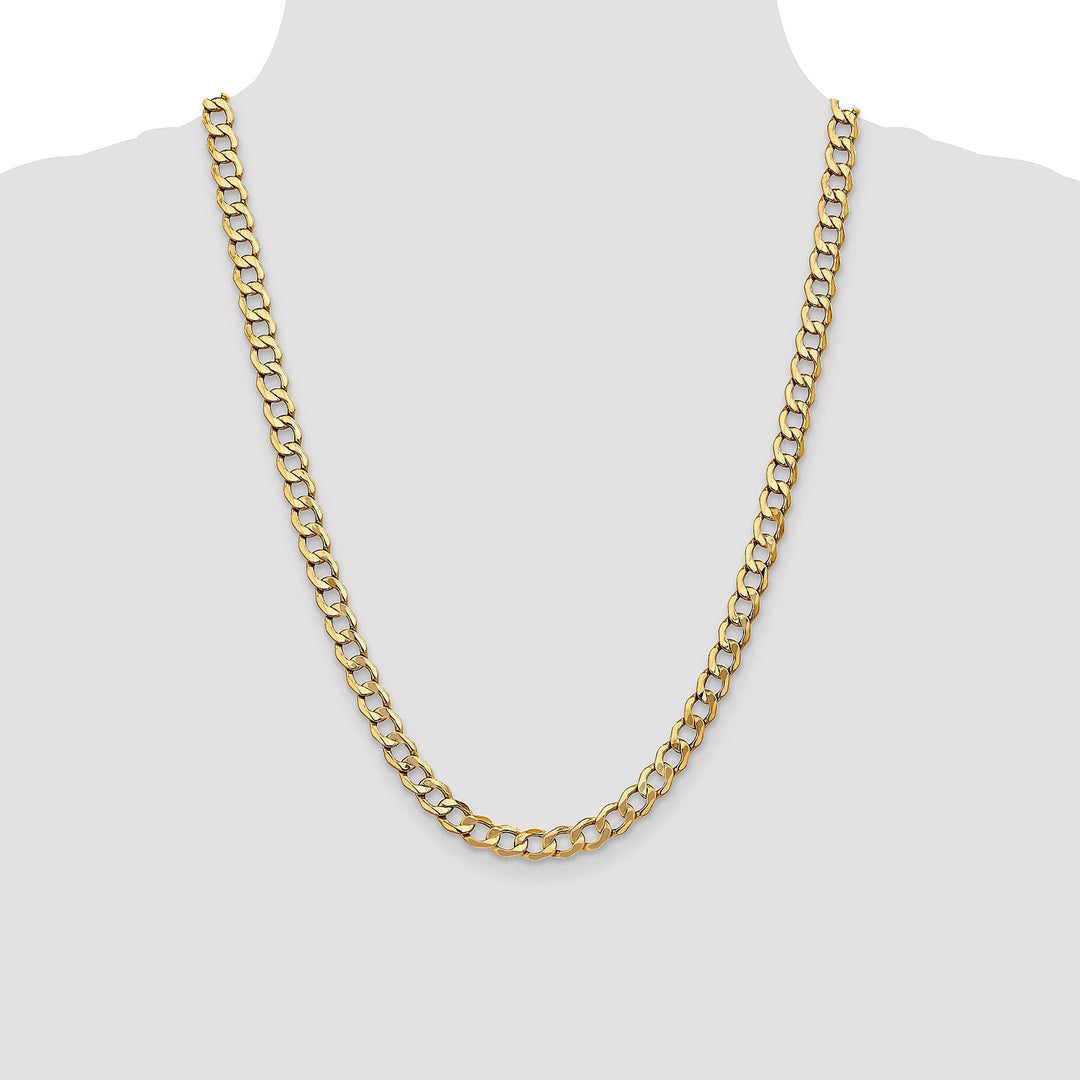 14k Yellow Gold 7.0m SemiSolid Curb Link Chain