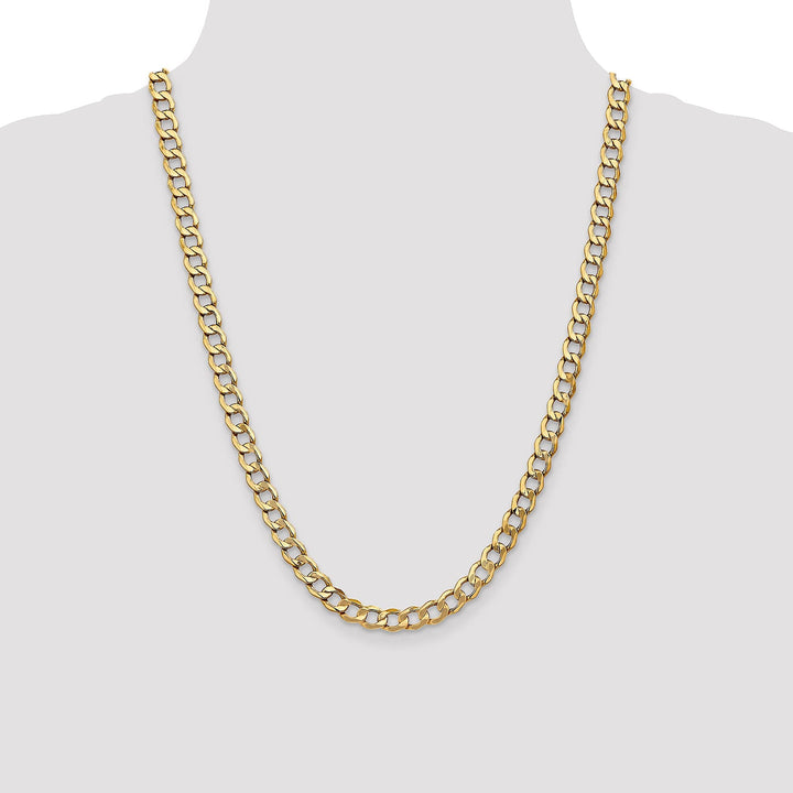 14k Yellow Gold 7.0m SemiSolid Curb Link Chain