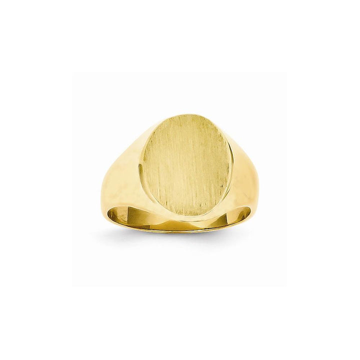 14k Yellow Gold Brushed Solid Polished Signet Ring