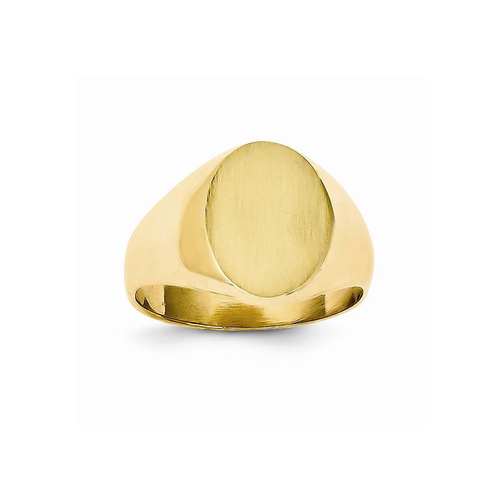 14k Yellow Gold Brushed Solid Polished Signet Ring