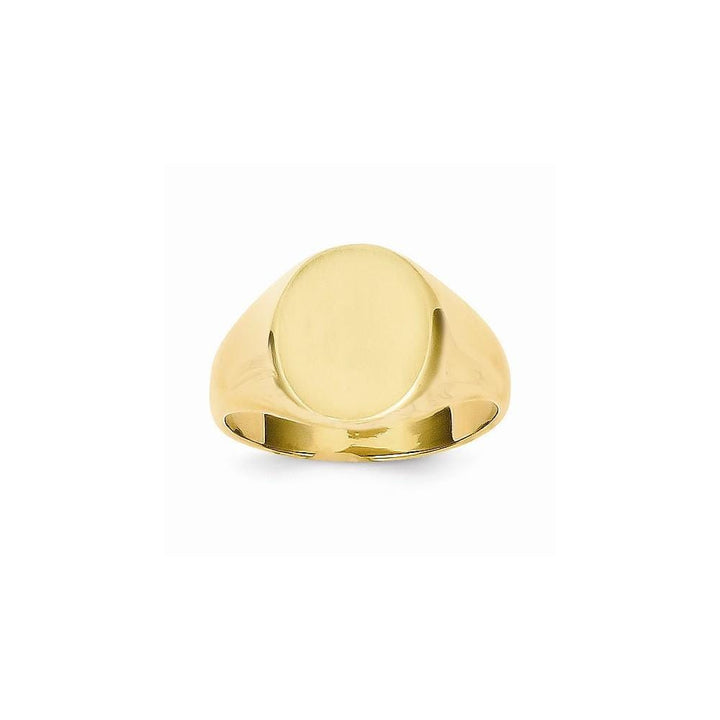 14k Yellow Gold Brushed Solid Polished Signet Ring