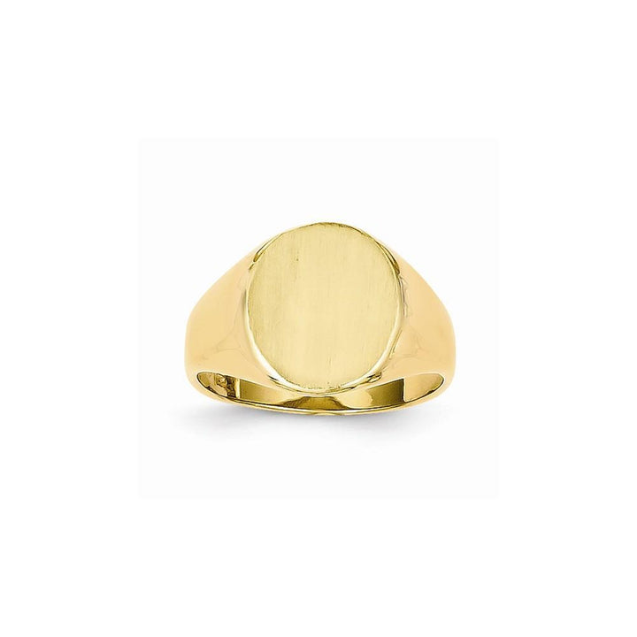 14k Yellow Gold Brushed Solid Polished Signet Ring