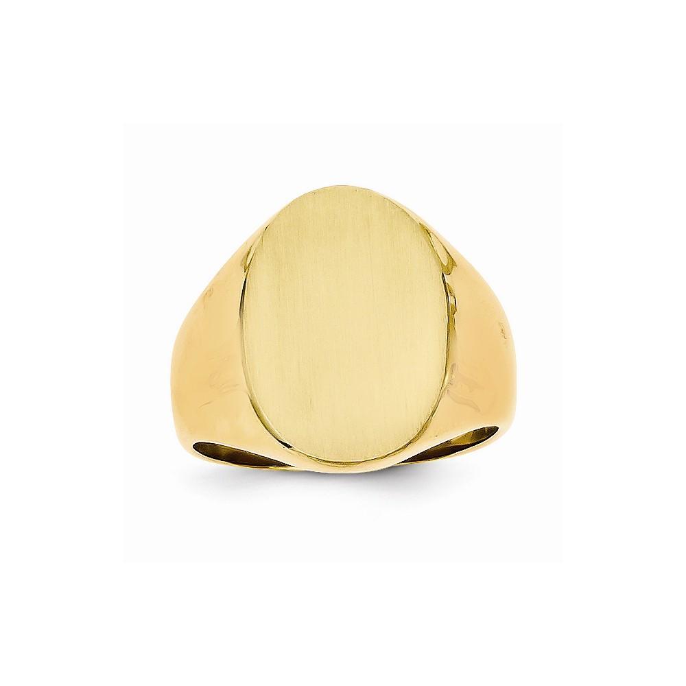 14k Yellow Gold Brushed Solid Polished Signet Ring