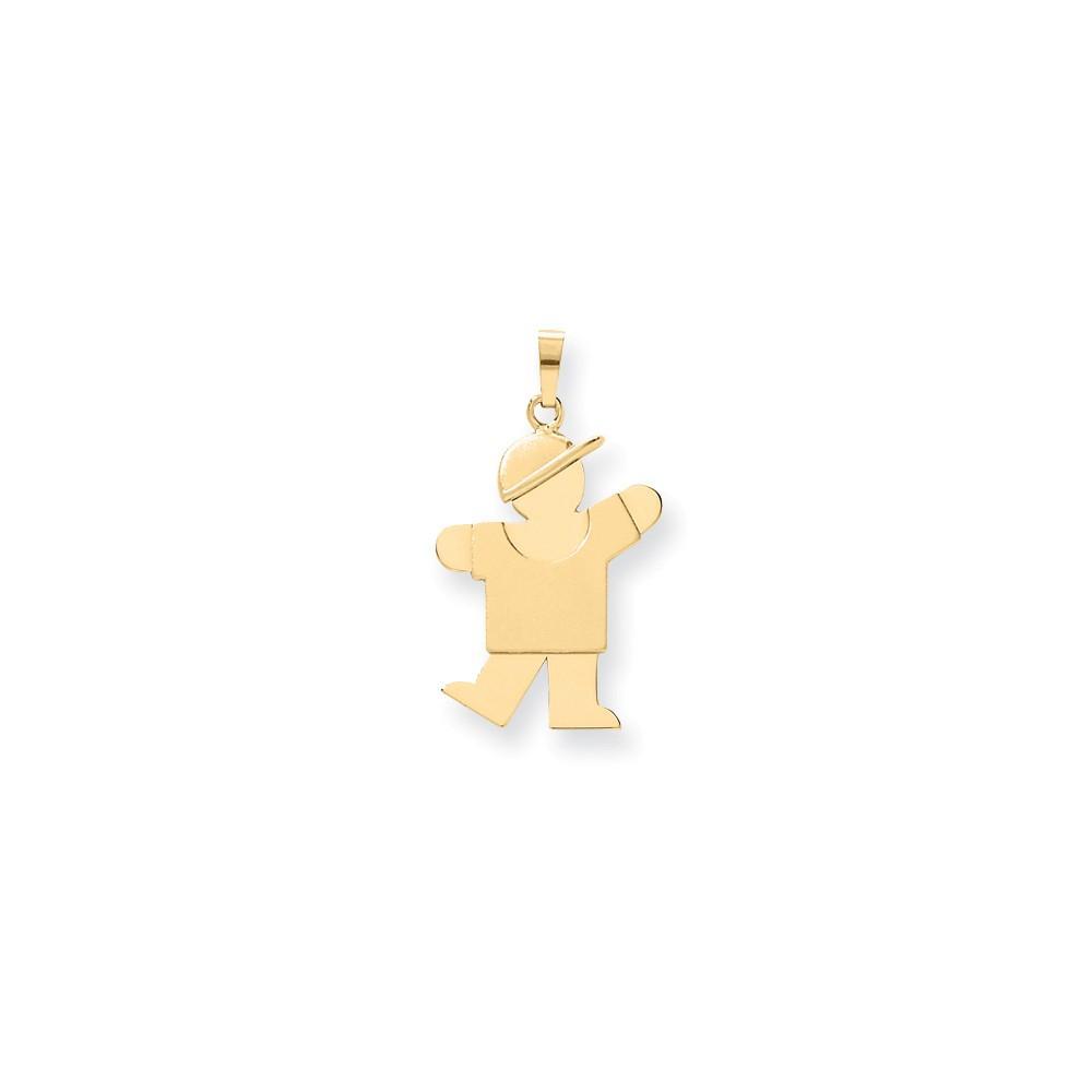 14k Yellow Gold Polished Boy With Hat Kiss Charm