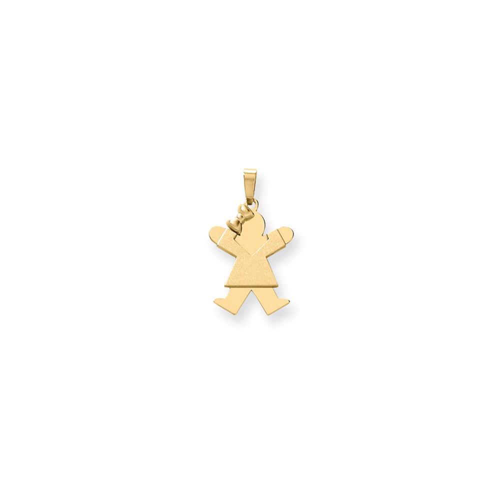 14k Yellow Gold Polished Girl With Bow Joy Charm