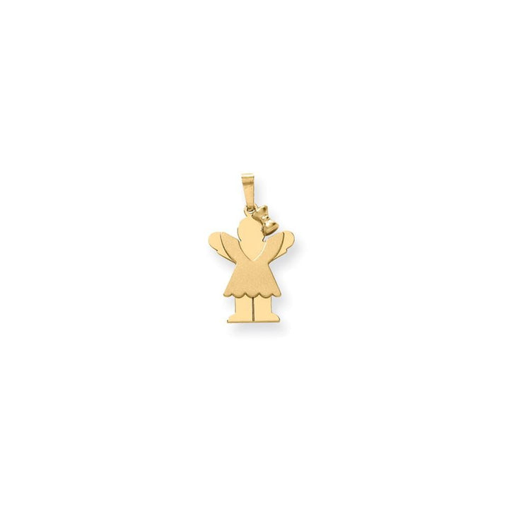 14k Yellow Gold Polished Girl With Bow Love Charm