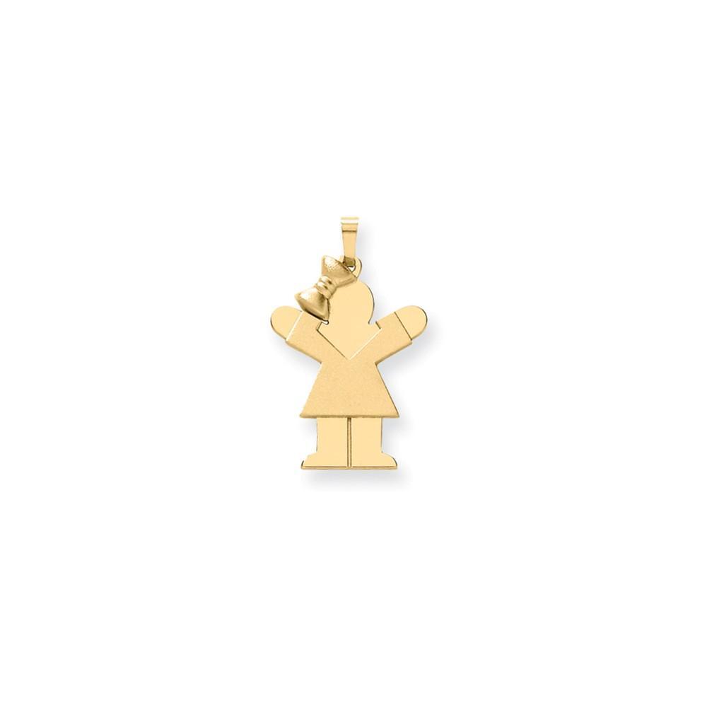 14k Yellow Gold Polished Girl With Bow Love Charm