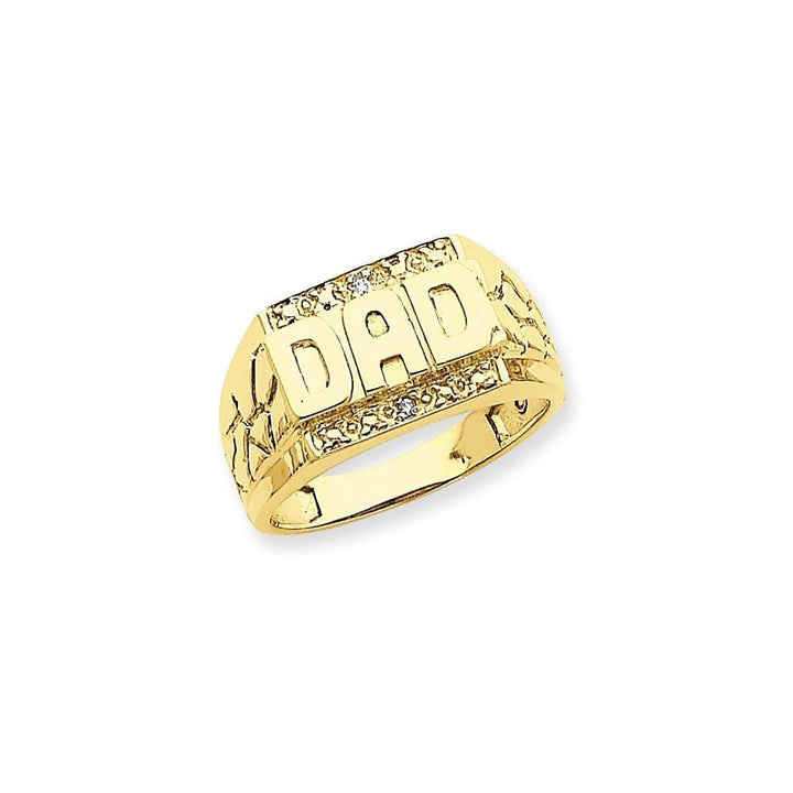 14k Yellow Gold Polished Men's Diamond Dad Ring