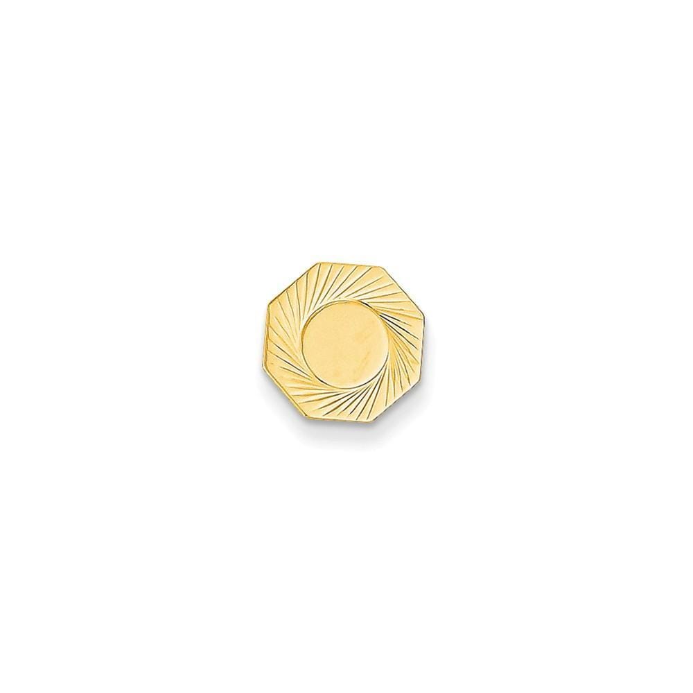 14k Yellow Gold Solid Octagon Design Tie Tac.