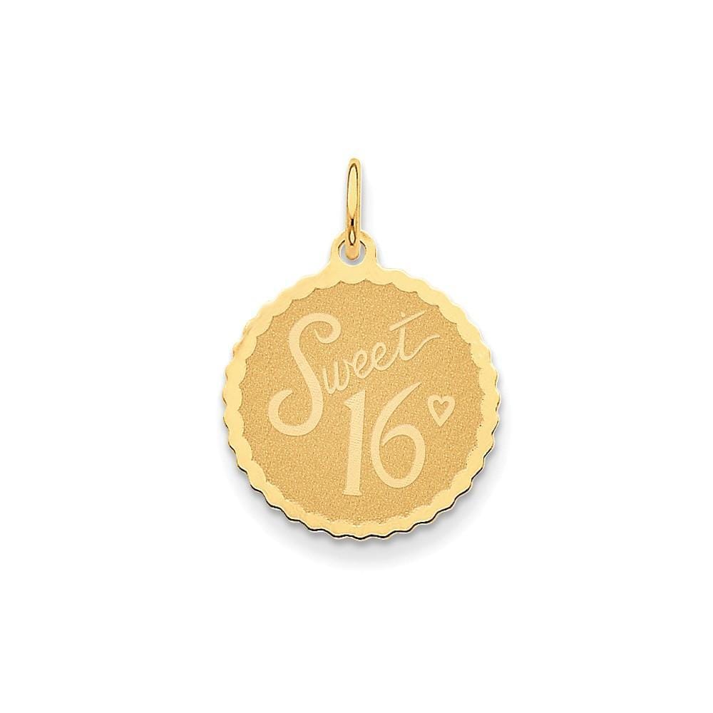 14k Yellow Gold Sweet 16 Charm Pendant