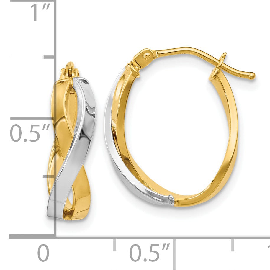 14k Yellow Rhodium Hinged Hoop Earrings