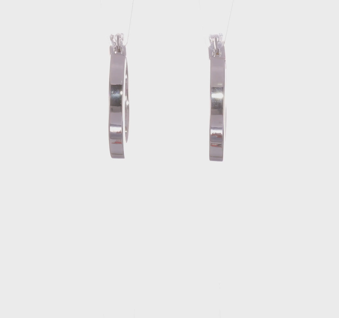 14k White Gold Polished Hoop Earrings