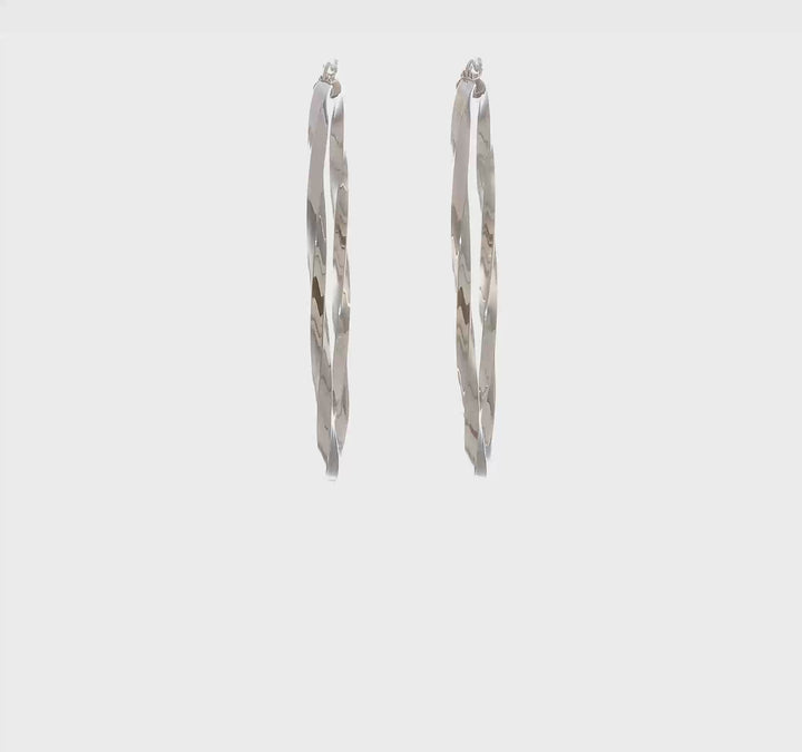 Sterling Silver 3MM Polished Twisted Hoop Earrings