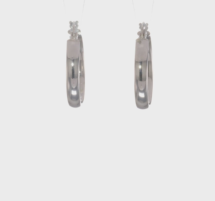 14k White Gold Polished Finish Hoop Earrings