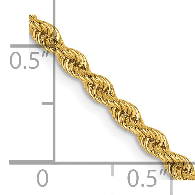 14k Yellow Gold 2.5mm Solid Rope Chain