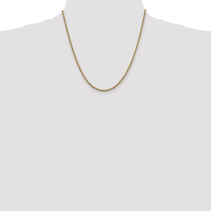 14k Yellow Gold 2.5mm Solid Regular Rope Chain