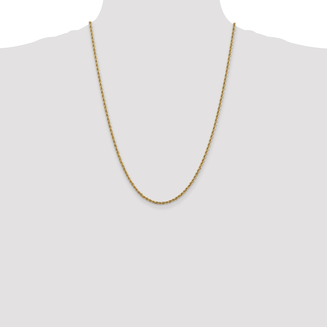 14k Yellow Gold 2.5mm Solid Regular Rope Chain