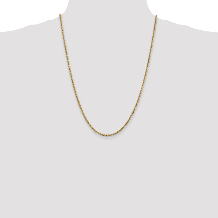 14k Yellow Gold 2.5mm Solid Regular Rope Chain