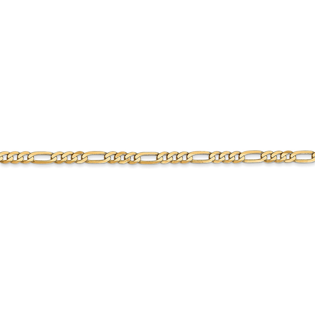 14k Yellow Gold 2.75mm Flat Figaro Bracelet