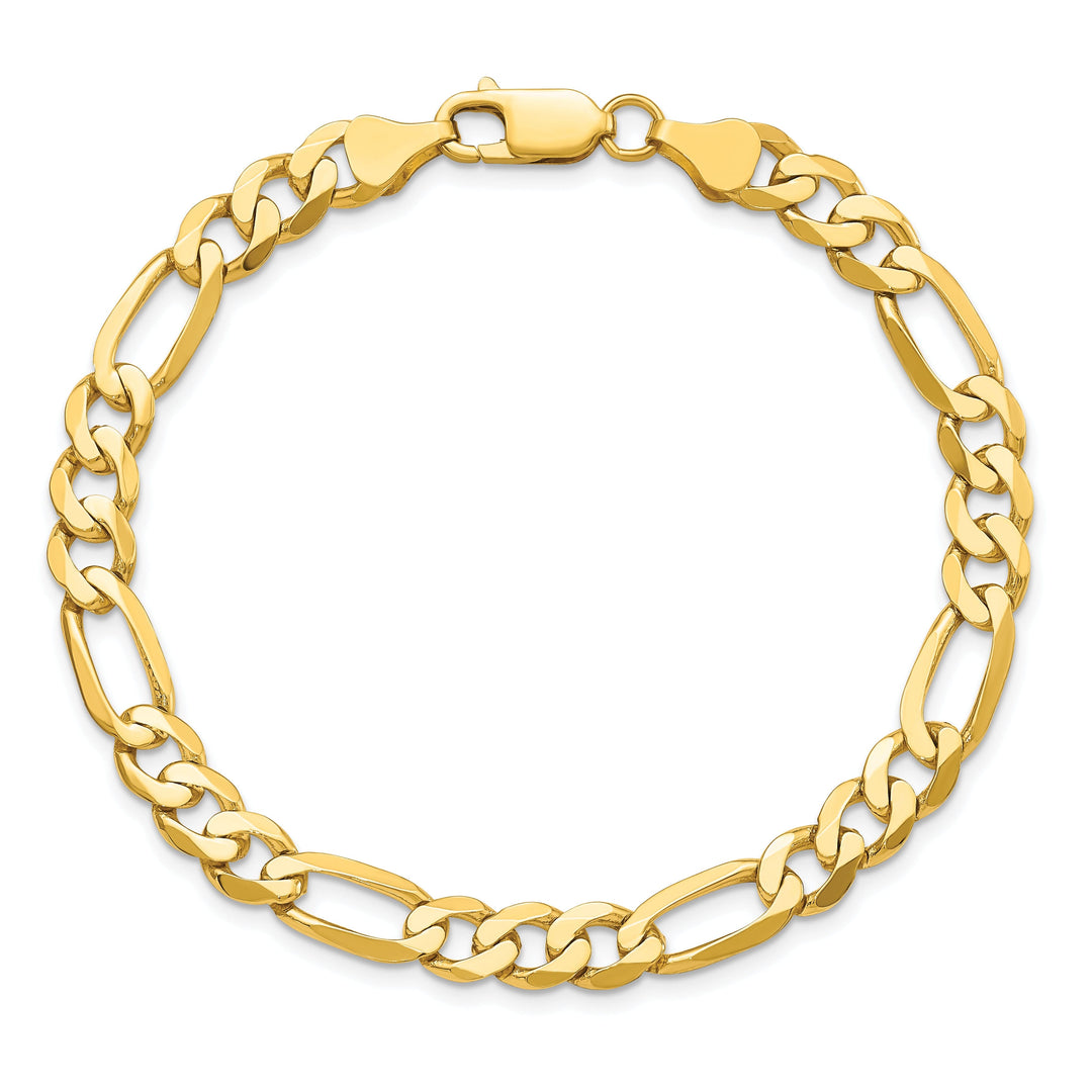 Leslie 14k Yellow Gold 7.0mm Flat Figaro Bracelet