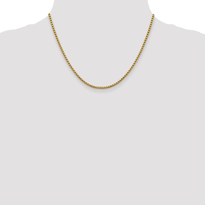 14k Yellow Gold 2.4 mm D.C Round Box Chain