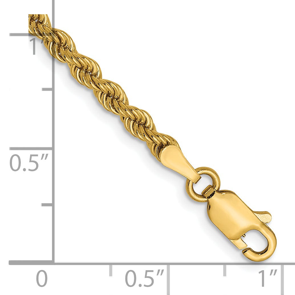 14k Yellow Gold 2.25mm Regular Rope Chain