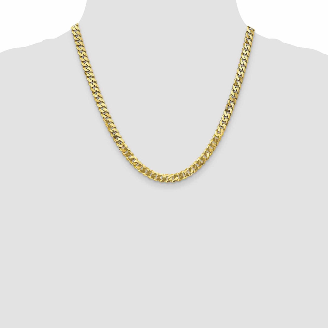 10k Yellow Gold 6.1mm Flat Beveled Curb Chain
