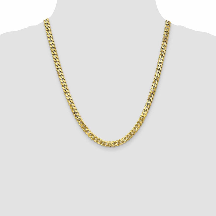 10k Yellow Gold 6.1mm Flat Beveled Curb Chain