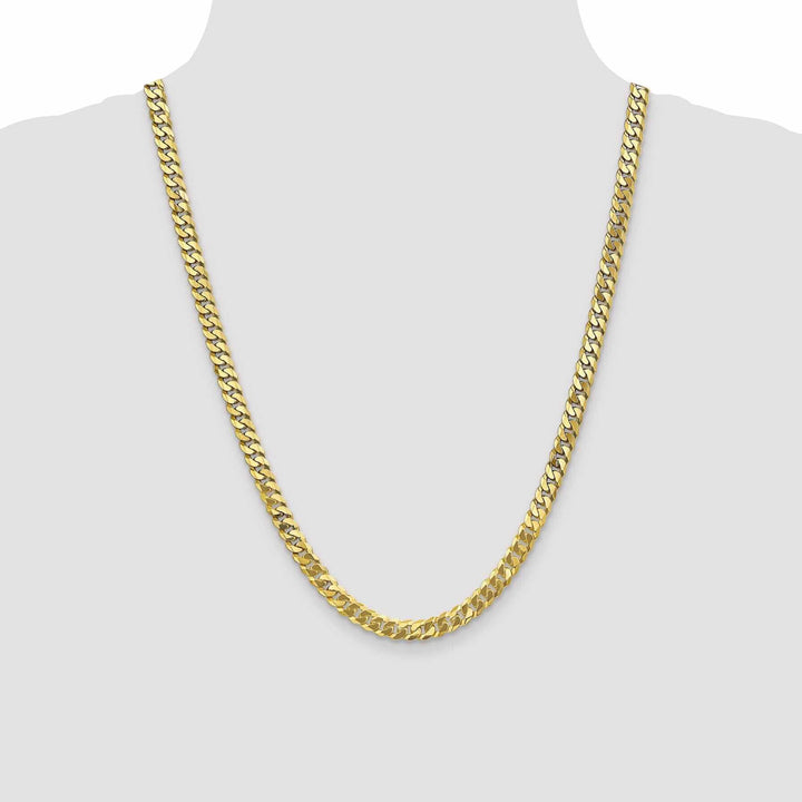 10k Yellow Gold 6.1mm Flat Beveled Curb Chain