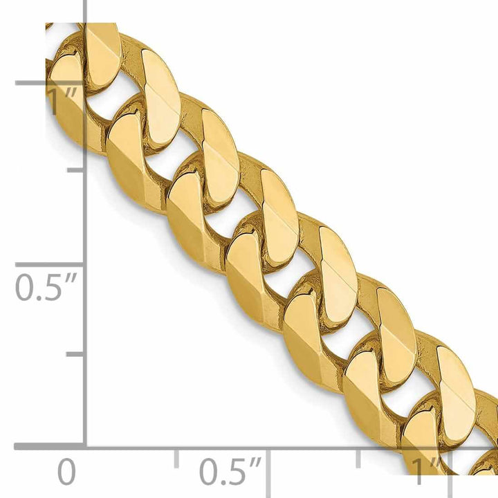 10k Yellow Gold 8mm Flat Beveled Curb Chain