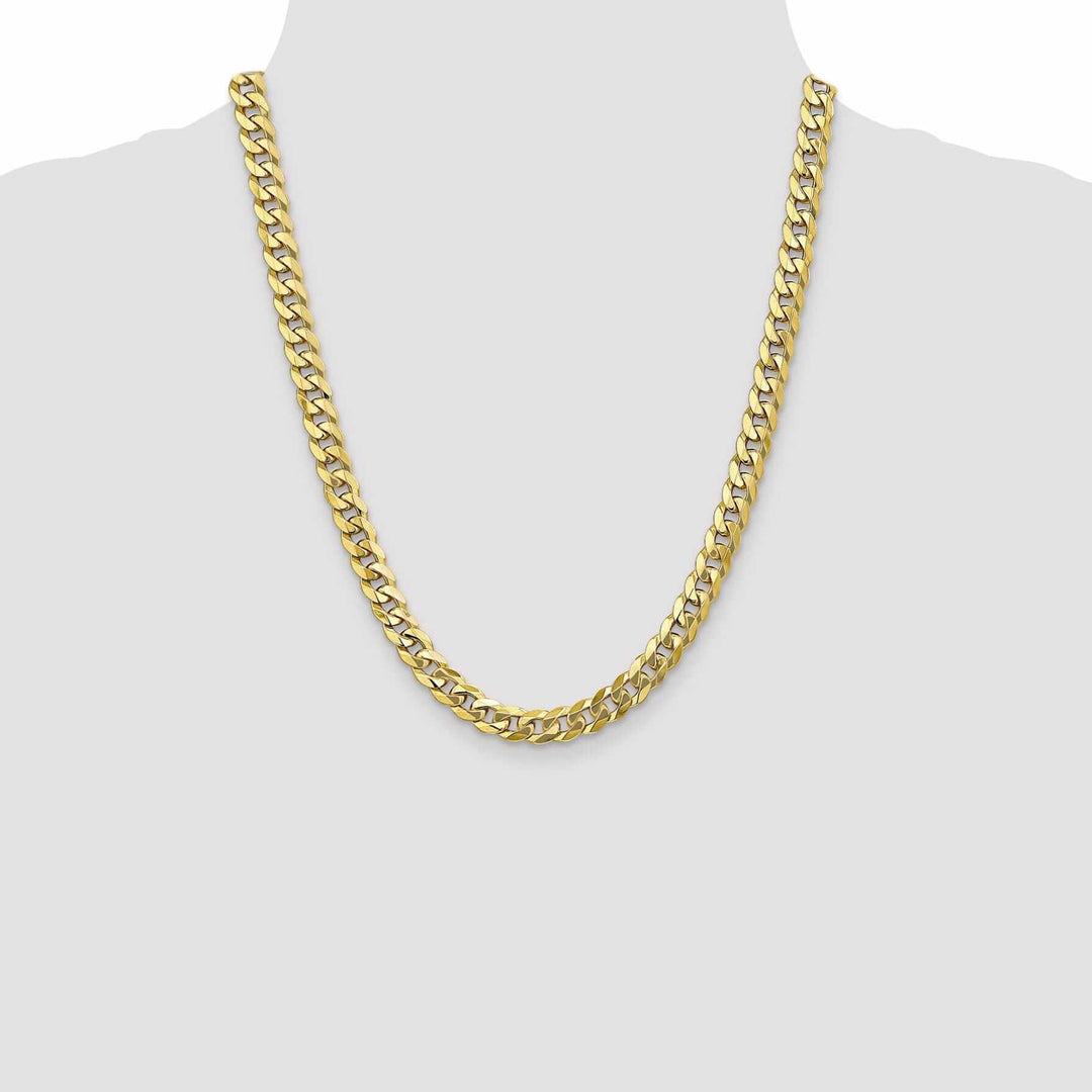 10k Yellow Gold 8mm Flat Beveled Curb Chain