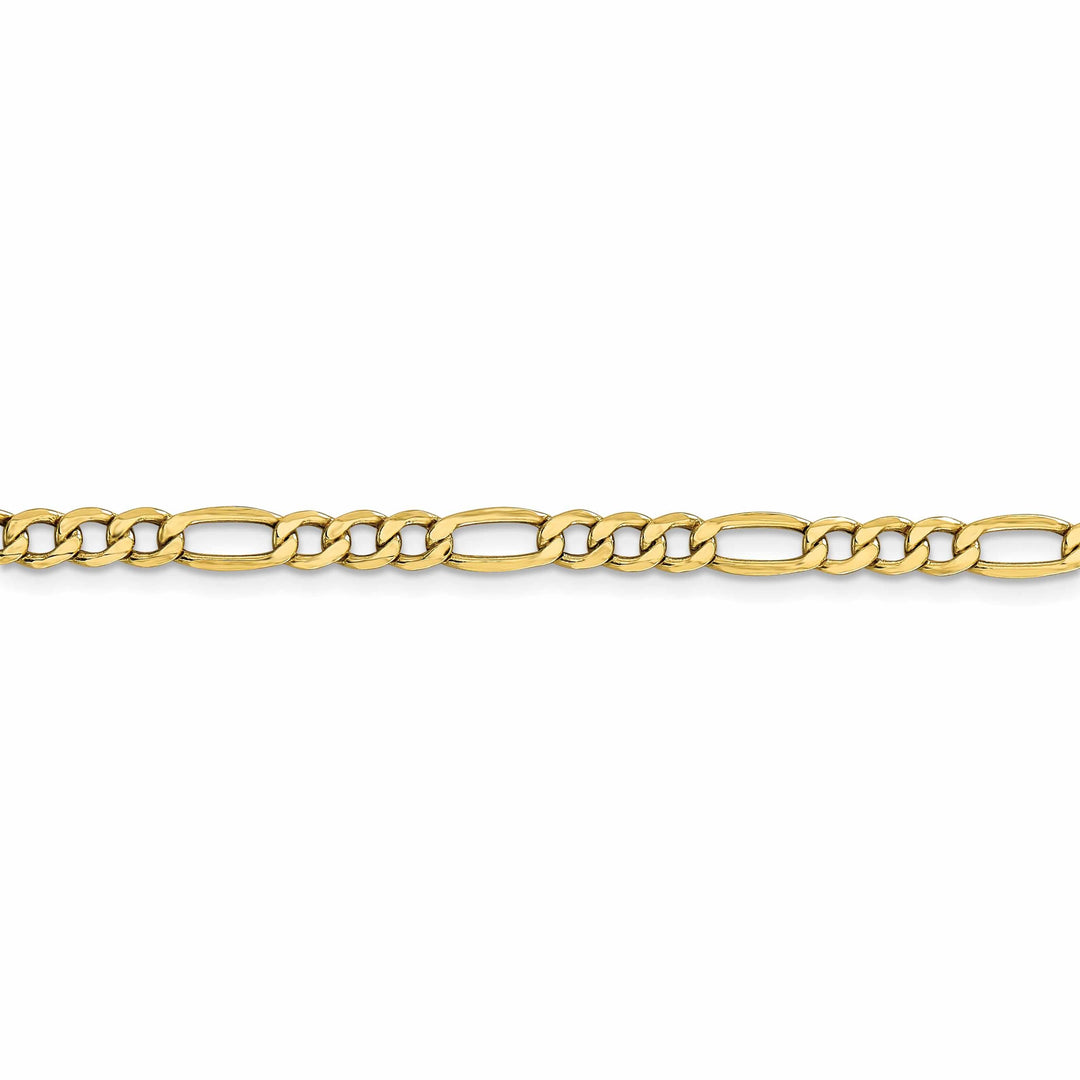 10k Yellow Gold 4.75mm Semi-Solid Figaro Chain