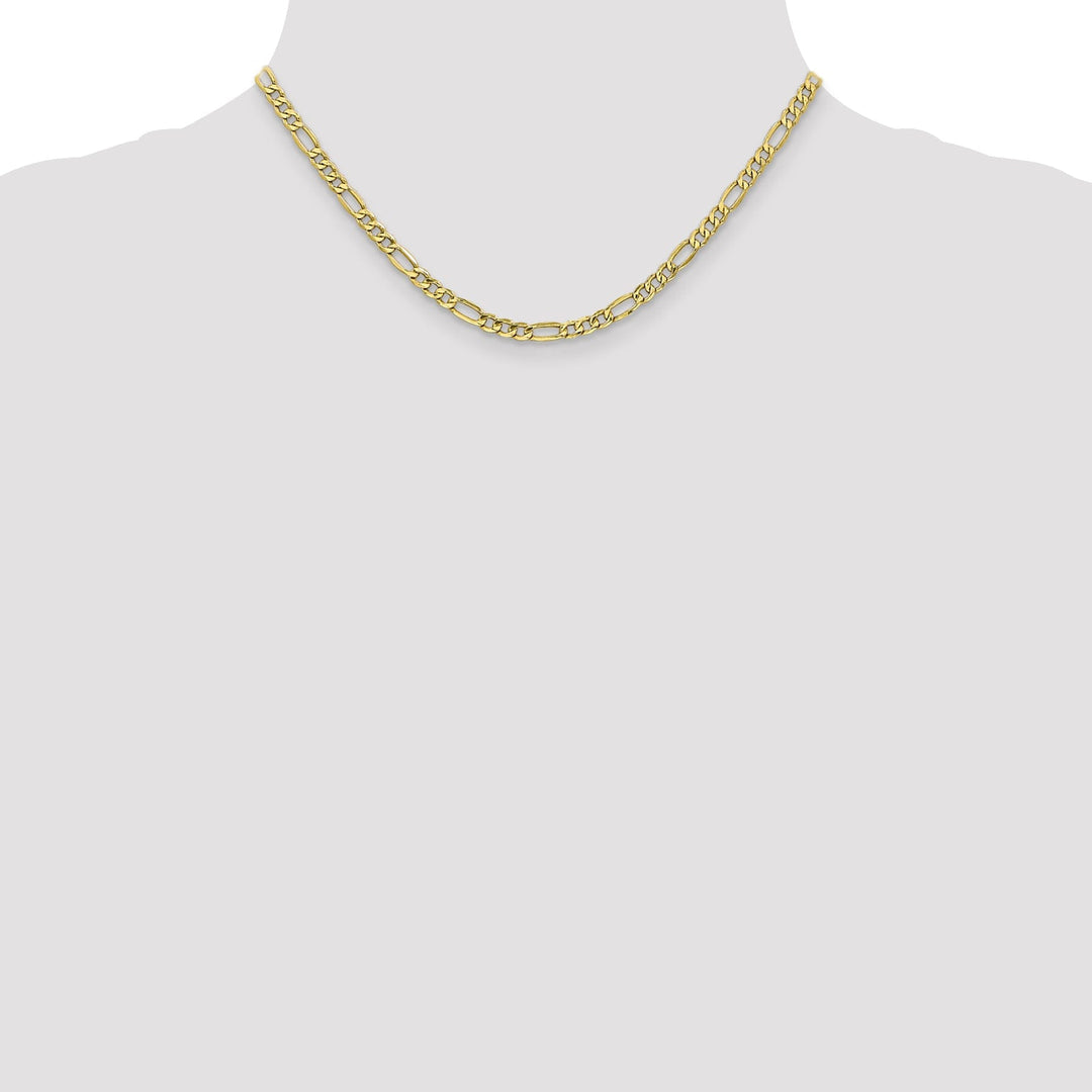 10k Yellow Gold 4.75mm Semi-Solid Figaro Chain