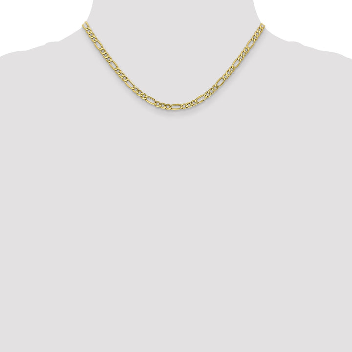 10k Yellow Gold 4.75mm Semi-Solid Figaro Chain