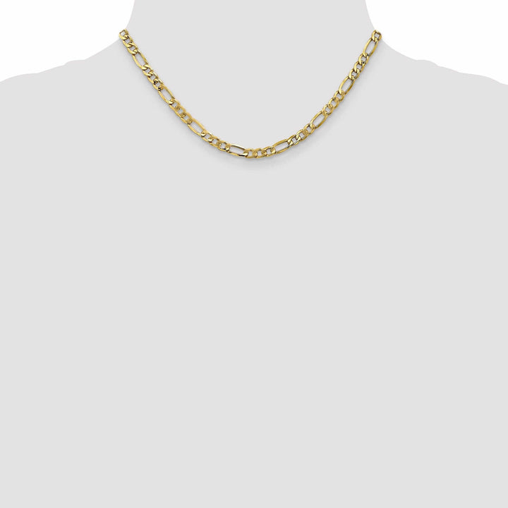 10k Yellow Gold 5.35mm Semi-Solid Figaro Chain