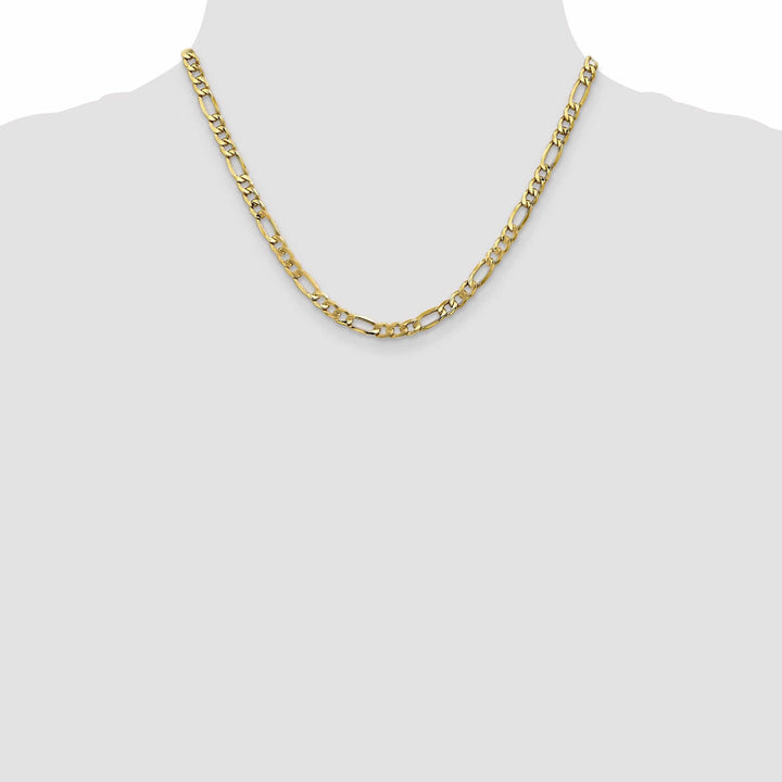 10k Yellow Gold 5.35mm Semi-Solid Figaro Chain