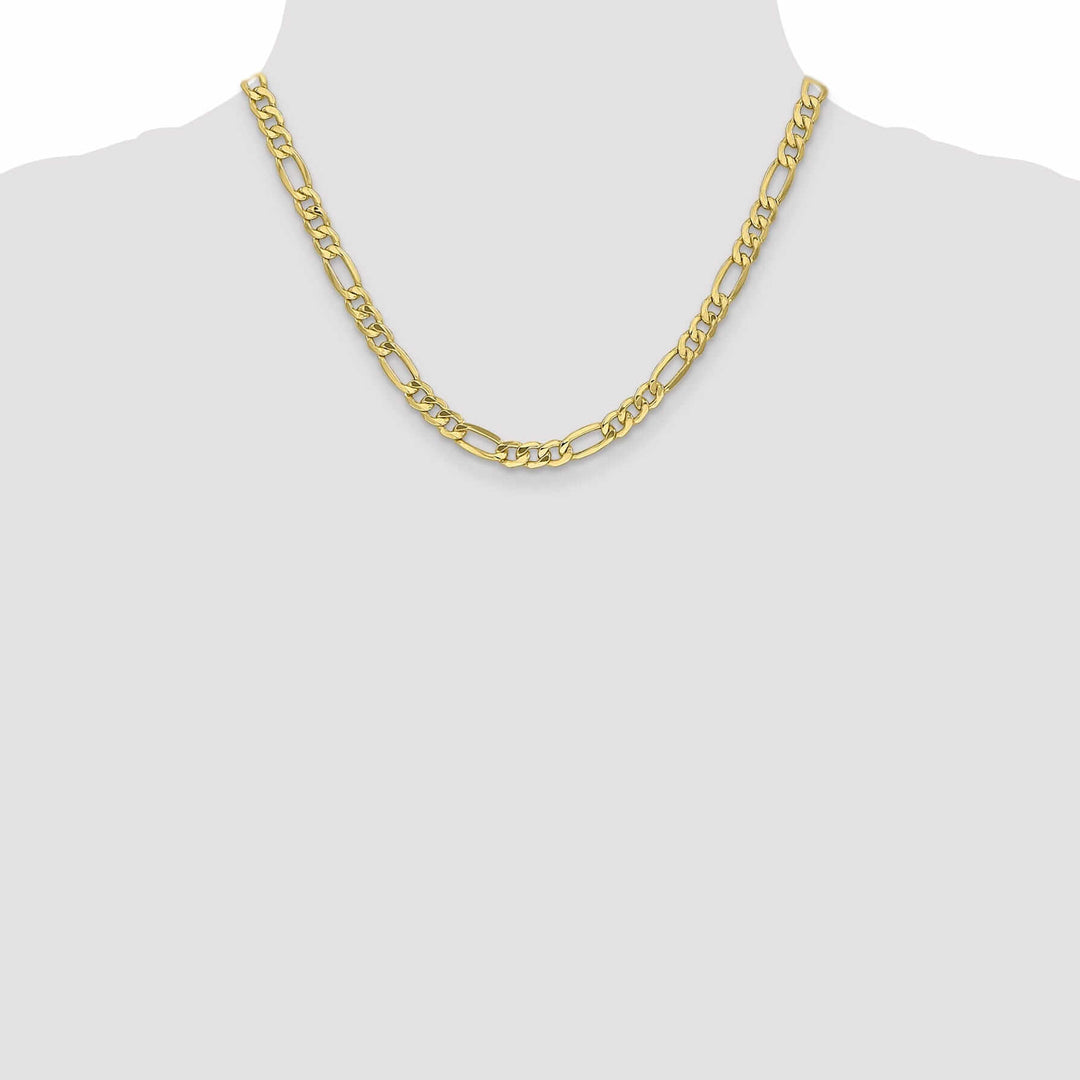 10k Yellow Gold 6.6mm Semi-Solid Figaro Chain