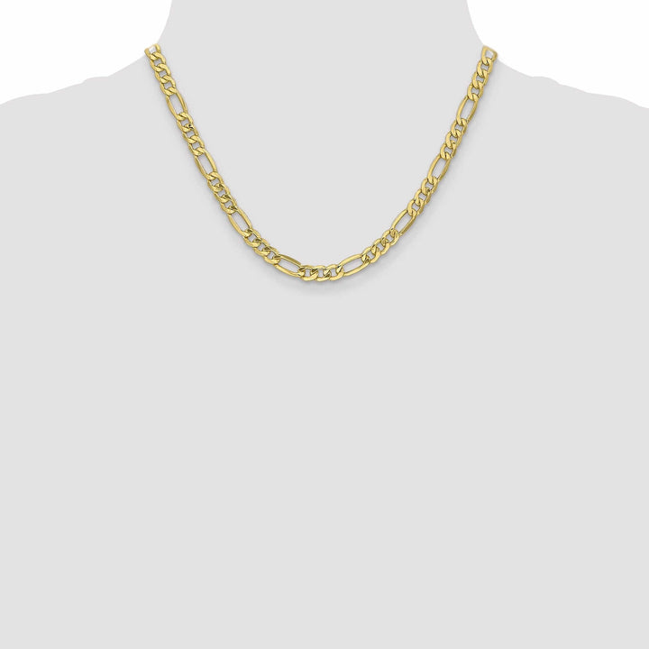 10k Yellow Gold 6.6mm Semi-Solid Figaro Chain