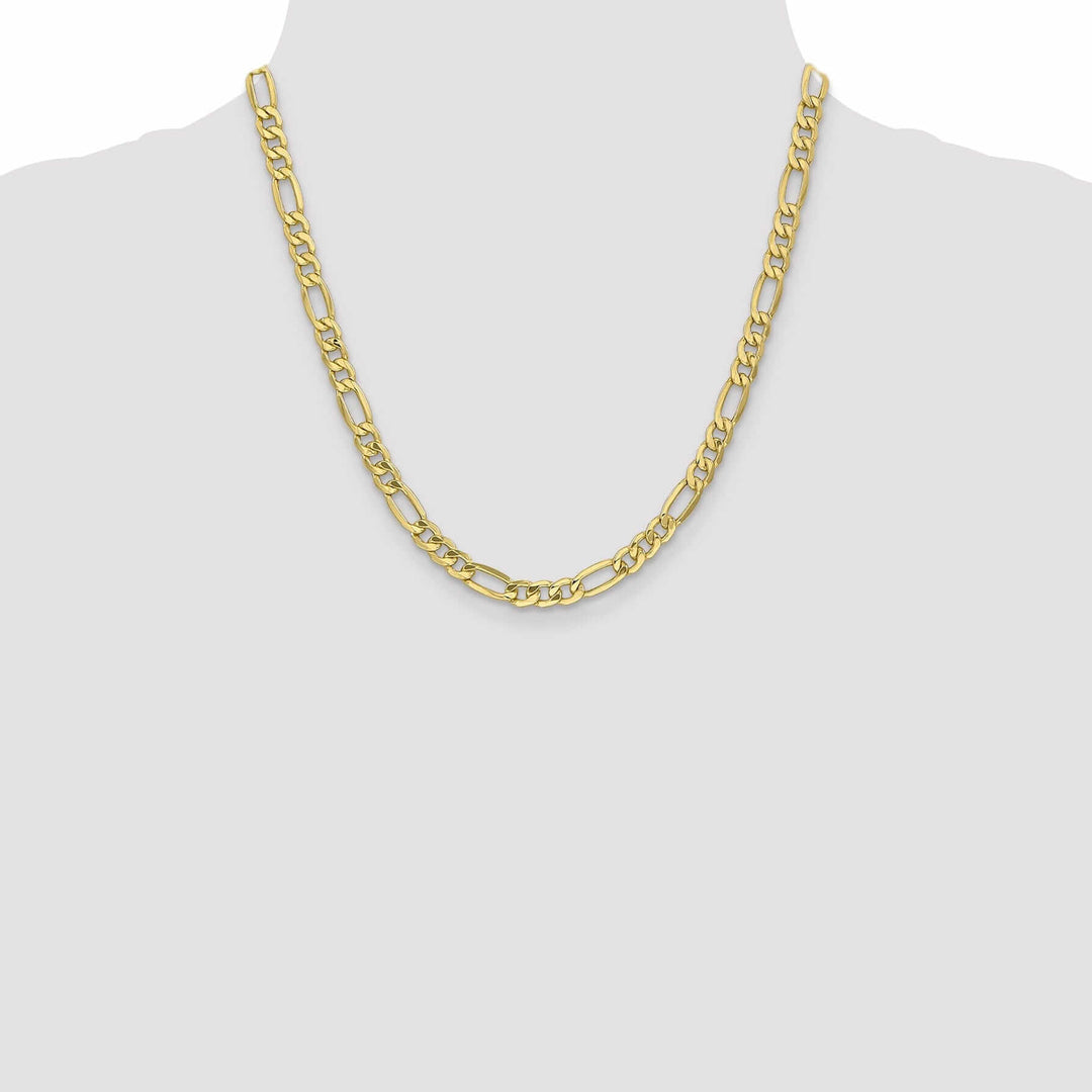 10k Yellow Gold 6.6mm Semi-Solid Figaro Chain