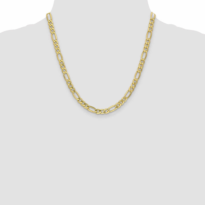 10k Yellow Gold 6.6mm Semi-Solid Figaro Chain
