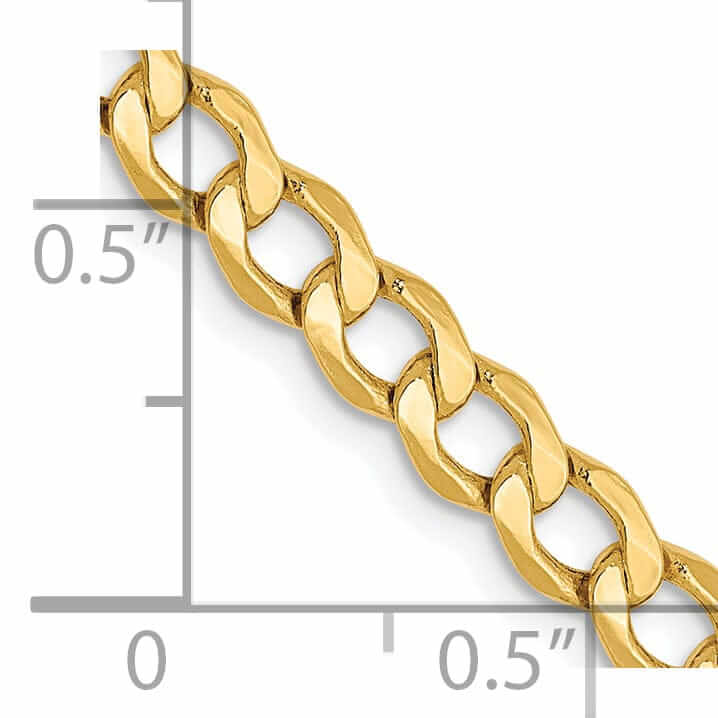 10k Yellow Gold 4.3m SemiSolid Curb Link Chain