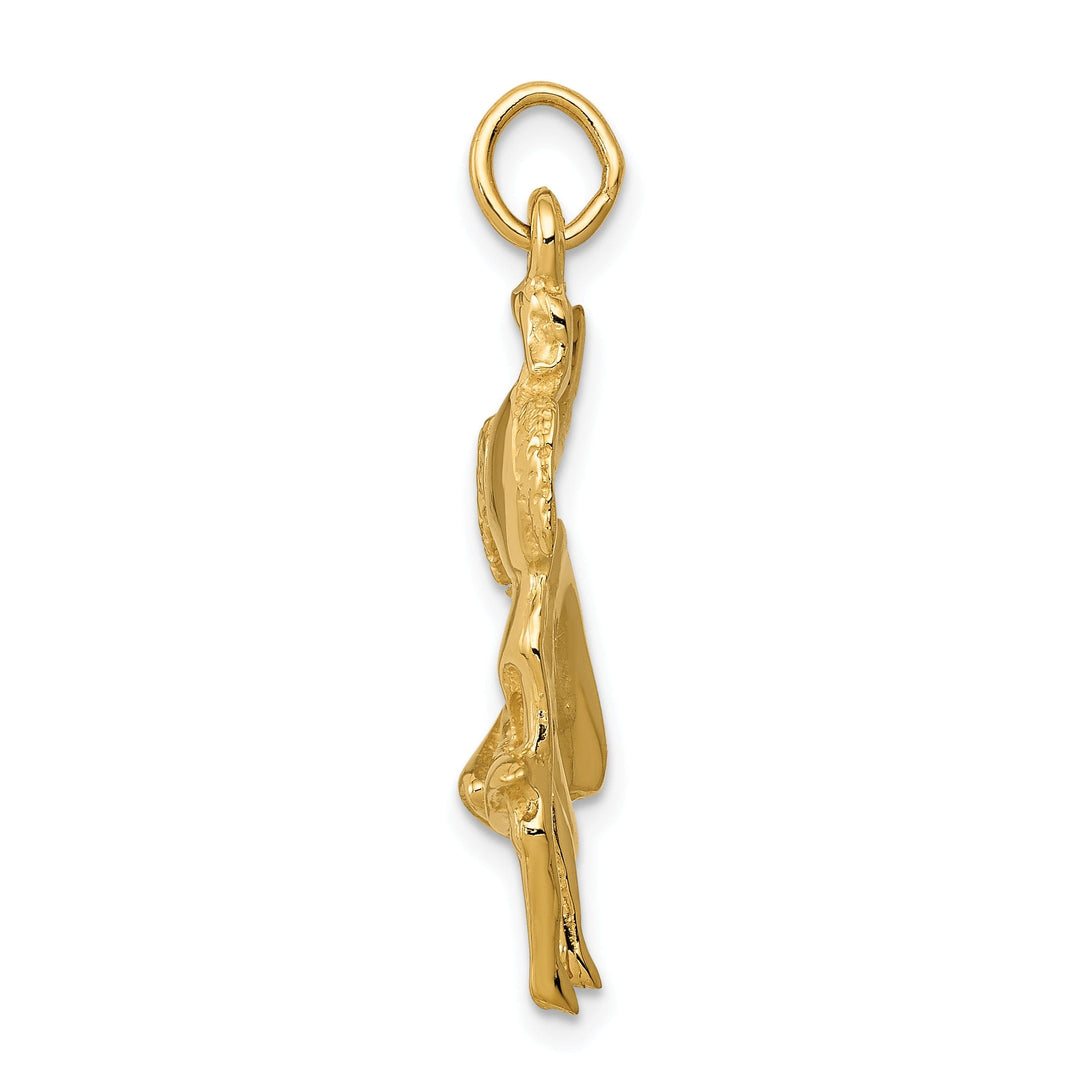 14k Yellow Gold Polished Finish Bull Fighter Matador Charm Pendant