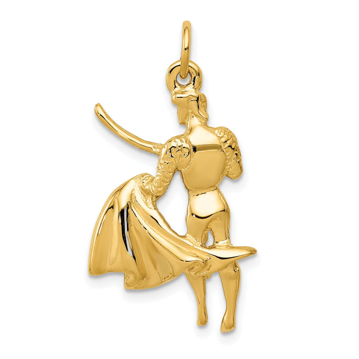 14k Yellow Gold Polished Finish Bull Fighter Matador Charm Pendant