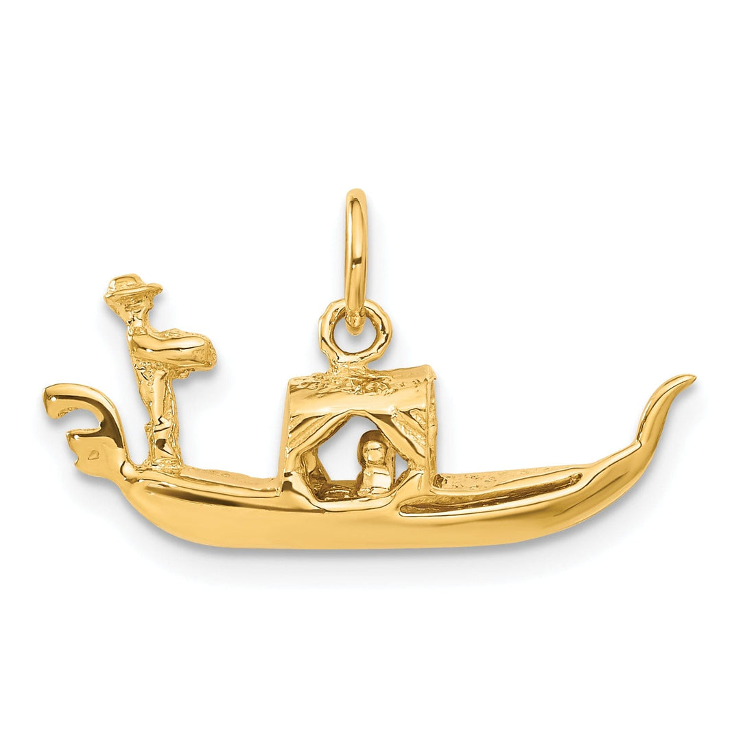 14K Yellow Gold Polished Finish 3-Dimensional Gondola Charm Pendant