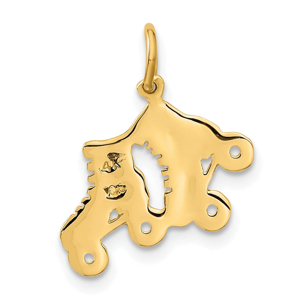 Solid 14k Yellow Gold Roller Skates Pendant