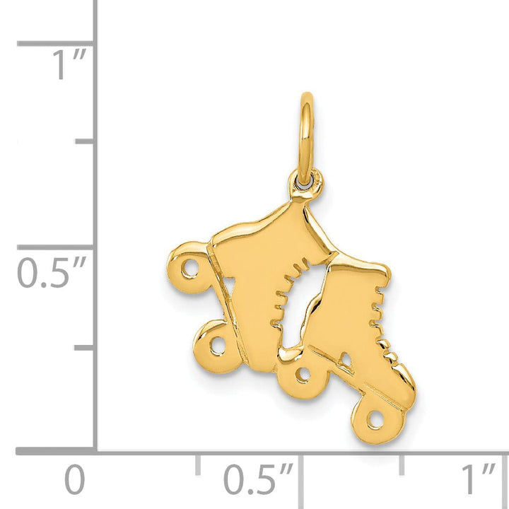 Solid 14k Yellow Gold Roller Skates Pendant