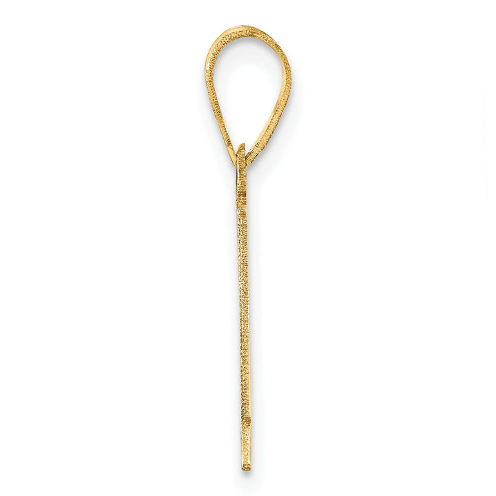 14k Yellow Gold Polished Etched Finish Number 1 Charm Pendant