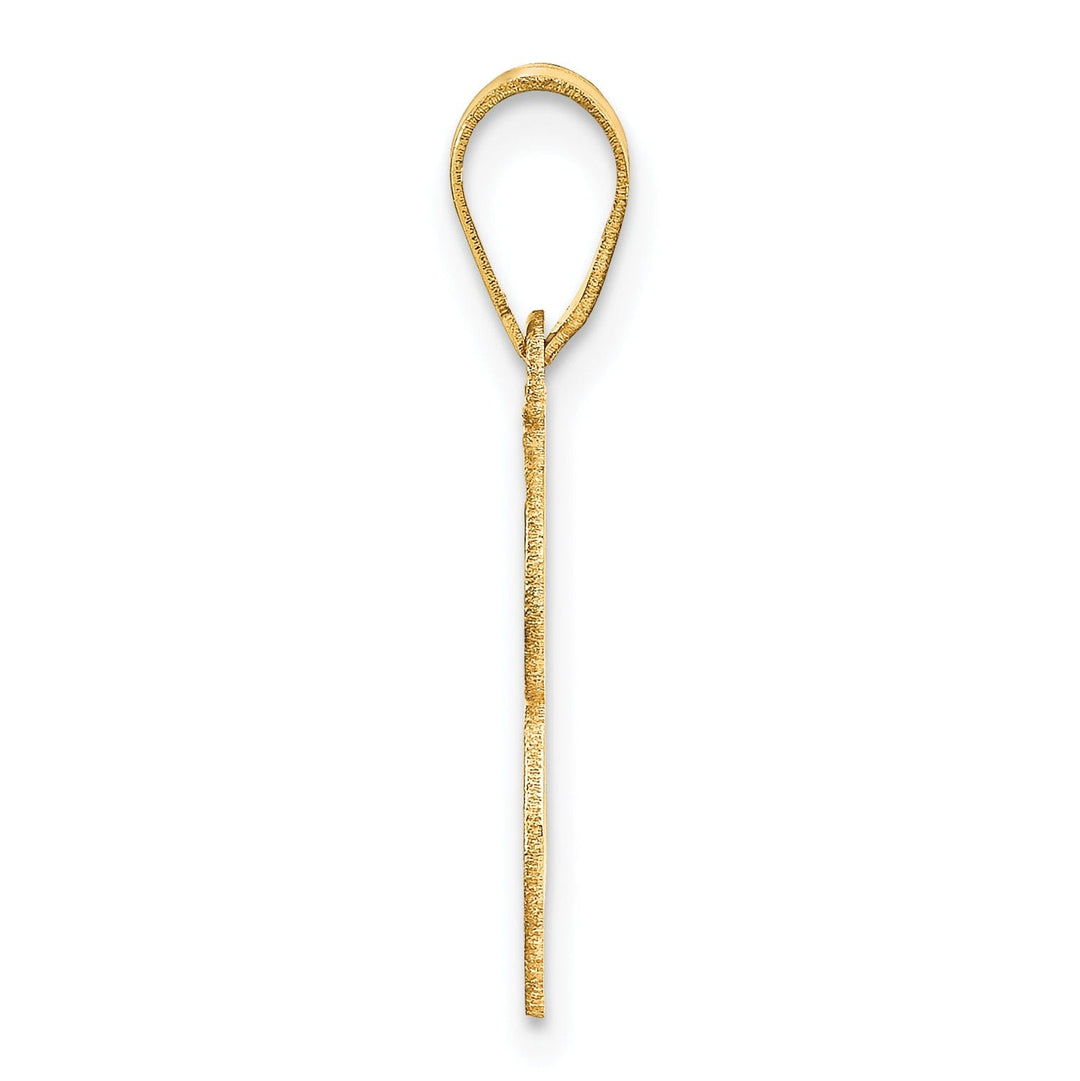 14k Yellow Gold Polished Etched Finish Number 3 Charm Pendant